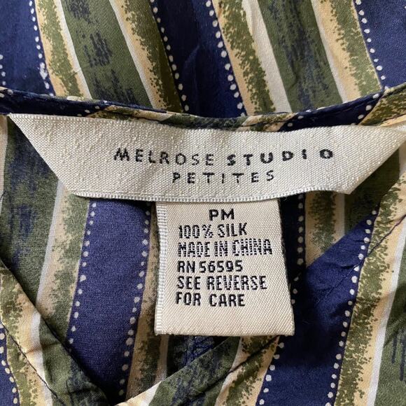 Melrose Studio Shirt Silk striped grandma preppy size Medium - Picture 7 of 7